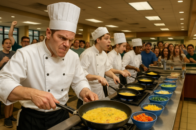 Kitchen Konquest: Omelette Overdrive in the Cafeteria