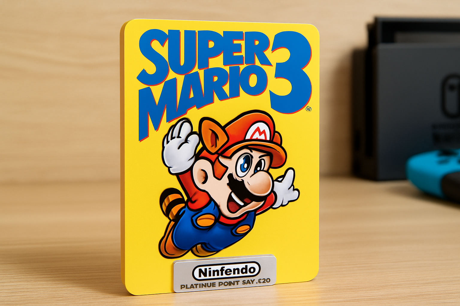 Nintendo collectible
The text describes Nintendo's initiative to transform digital achievements into tangible, retro-inspired memorabilia. This physical collectible—a specially designed piece echoing the iconic Super Mario Bros. 3 artwork—is awarded to subscribers of Nintendo’s online service after they accumulate Platinum Points through various digital missions. Essentially, it’s a physical, artistically crafted collector’s item that bridges the digital gaming world with tangible, nostalgic rewards.